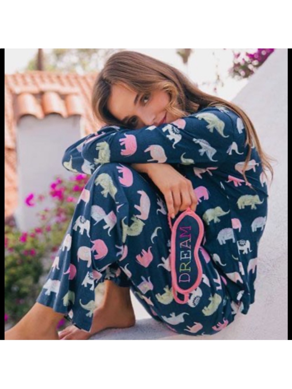 PJ Salvage Elephants novelty print Pajama Set in Navy size XL cotton modal